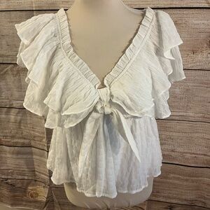 Pink Lily White Ruffled Blouse